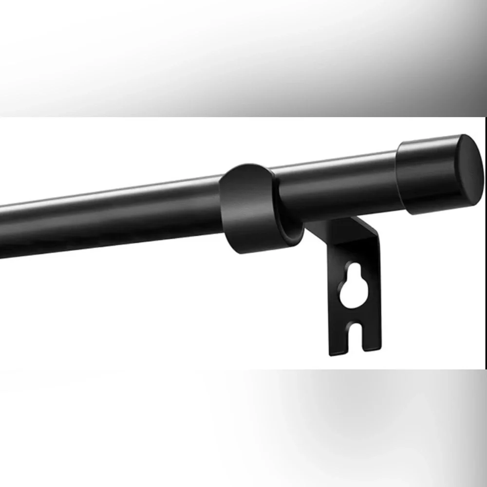 Alskarhem Black Curtain Rod for Windows 30-116 Inch 5/8” wide With Brackets NWT